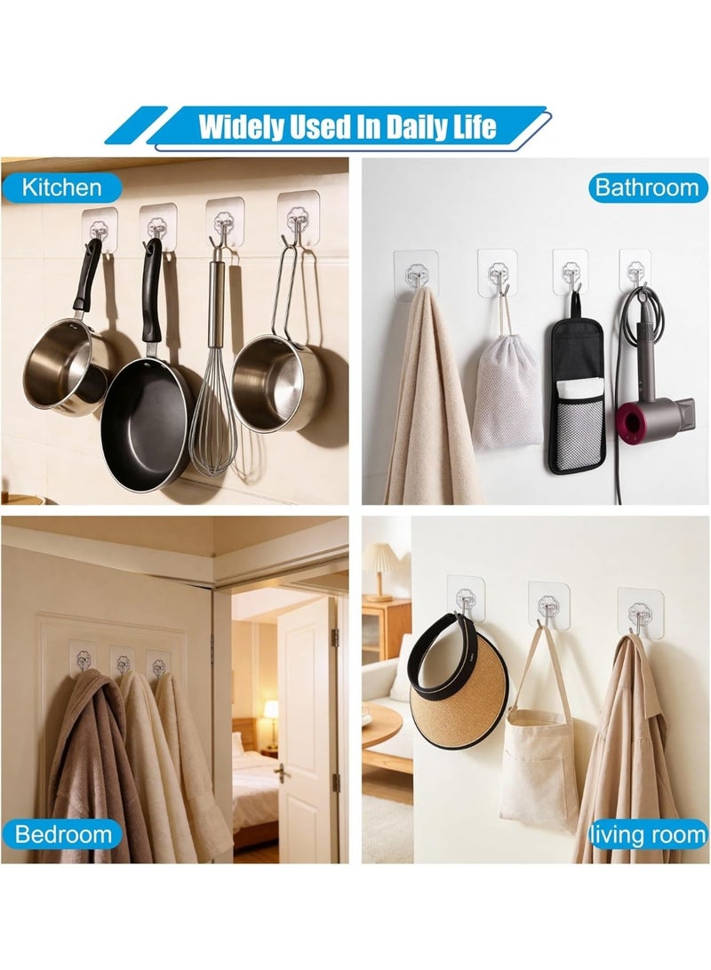 Waterproof Transparent Self-Adhesive Wall Hooks – Heavy Duty 22lb Load Sticky Hooks for Hanging Clothes, Towels, Bags, Kitchen Tools, Bathroom, and Outdoor Utility Organization-10Pcs - Image 4